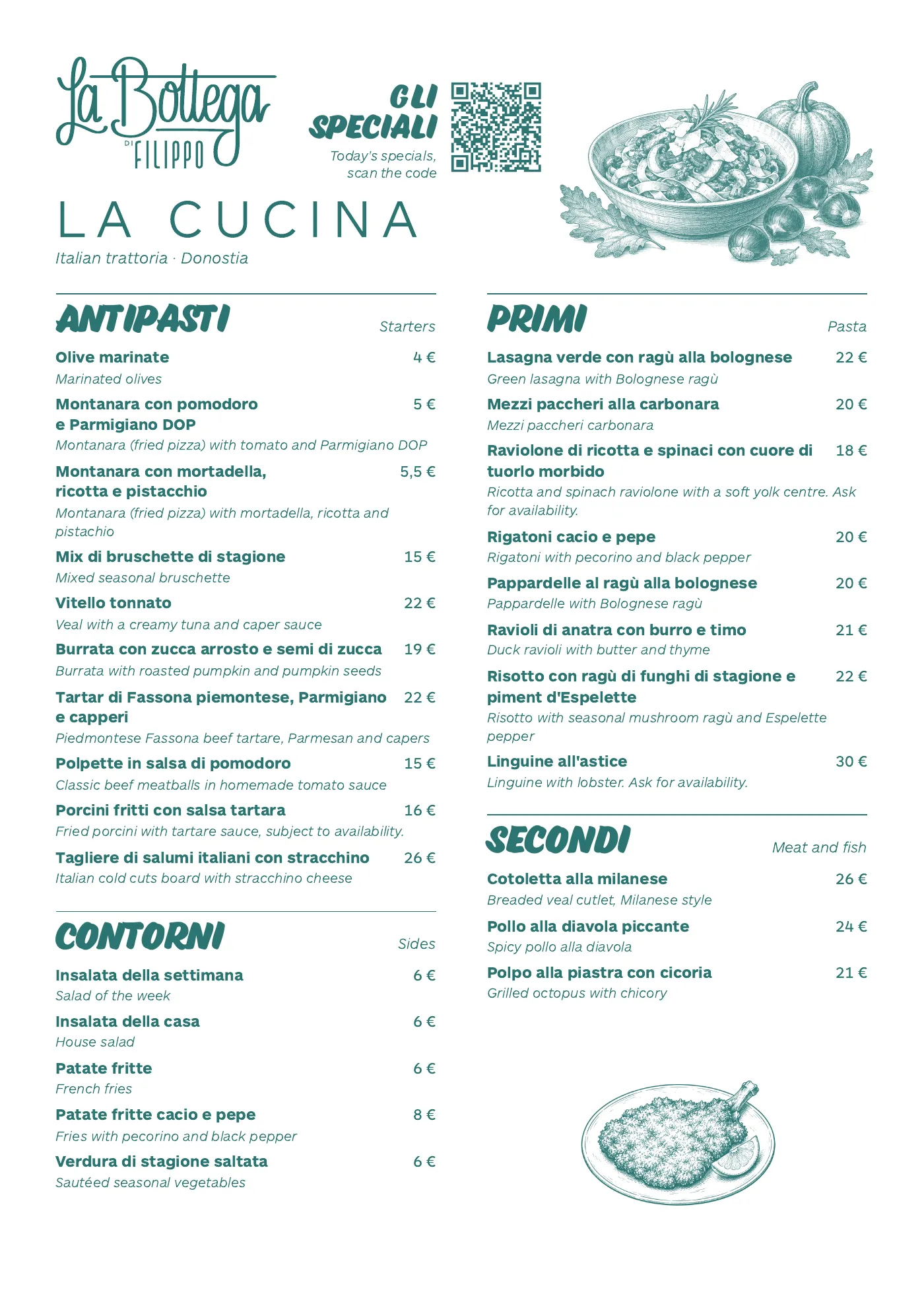 The menu — Page 1